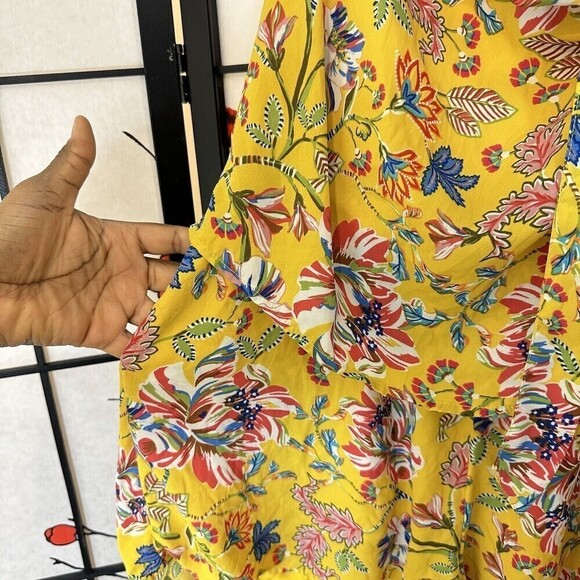 L*SPACE Kelly Bloom Romper Sunshine Gold Yellow Floral Size L Halter Tie neck - Picture 7 of 8